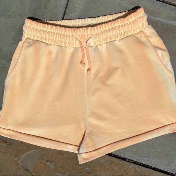 Overdyed Golden Orange High Waist Relaxed Fit Sweat Shorts - Picture 3 of 4